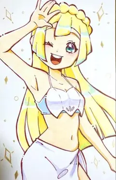 ポケモン　リーリエ　手書きイラスト
