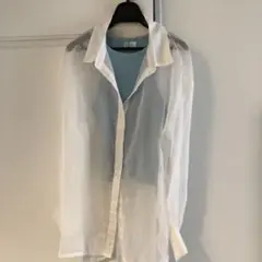 シースルーホワイトボタンシャツ