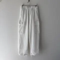 ホワイト メッシュカーゴパンツ
