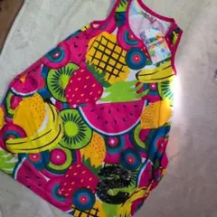 Desigual フルーツ柄 変形ノースリーブワンピース　5.6歳