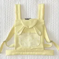 刺繍生地×クリームイエロー うさ耳 抱っこひも おんぶひも ドールキャリア