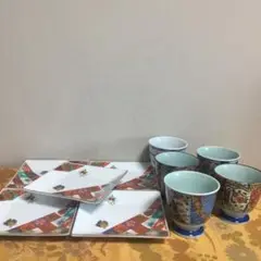 有田焼 前畑陶器 銘々皿 5枚 フリーカップ 絵変り5客