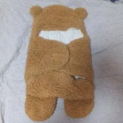 クマ型おくるみ ブラウン もこもこ