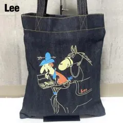 美品 Lee RIDERS デニムトートバッグ 非売品 ロゴ プリント ブルー