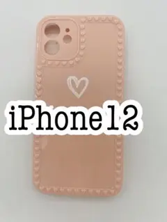 iPhone12ケース　インラブハート　ピンク