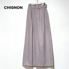 【シニヨン】ボトムス　ワイドパンツ　薄い藤色　フリーサイズ