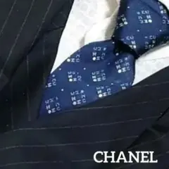 【ほぼ未使用】CHANEL ココマーク柄 ネクタイ ネイビー