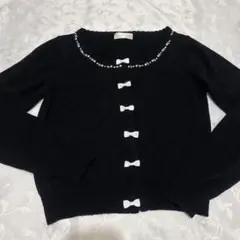 短期間出品♥︎︎リボンとパール装飾の黒いカーディガン