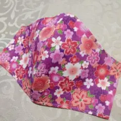大人用 大きめ No.839 花柄模様 ハンドメイド マスク