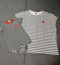 親子ペアルック ストライプ Tシャツ&ロンパース　お揃い　ハート