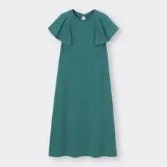 GU バックオープンワンピース 半袖 グリーン XL