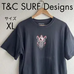 T&C SURF designs ブラック プリント柄 バックプリント Tシャツ