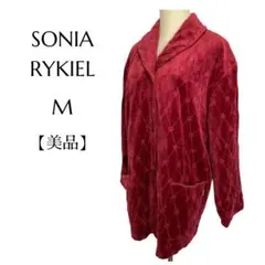 SONIA RYKIEL 美品 レトロ フリース 刺繍 ポケット 裏地 赤 M
