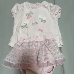 メゾピアノリボン付きピンクのベビー服セット
