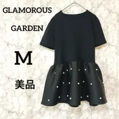 【未使用に近い】グラマラスガーデン　パール　ペプラム　トップス　ブラック　M