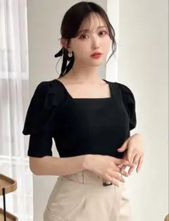 SHEIN FRIFUL パフスリーブトップス バックリボン（Lサイズ）