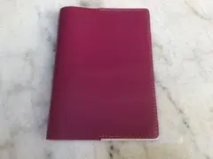 手帳カバー　本革レザー　B6サイズ　バラ色&ホワイト
