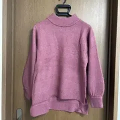 洗える5ゲージハイネックプルオーバー 新品・ダグ付 ピンク