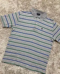 Gymphlex グレー ストライプ ポロシャツ L ジムフレックス