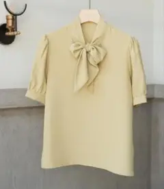SAISON DE PAPILLONリボン付き ボウタイブラウス Lサイズ