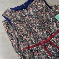 リバティ　花柄　ワンピース　リボン　未使用品　タグ付き