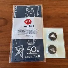 モンベル50周年記念　ノベルティバンダナ　手拭い&ピンバッジ2 個未 set開封