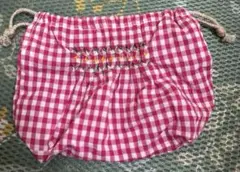 ハンドメイド　スモッキング　まちあり巾着