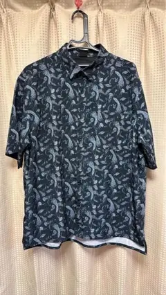 海洋生物柄 クラゲ柄 半袖シャツ 紺