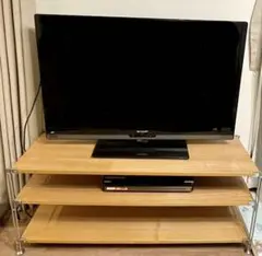 無印良品⭐︎ステンレスユニットシェルフ・タモ材・AVラック/テレビ台　テレビボード 無印良品(MUJI)の人気のタモ材×ステンレス 3段ユニットシェルフ