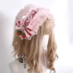 いちご ピンク レース ヘッドドレス