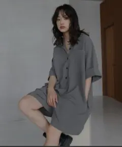hellam クレープシャツロンパース