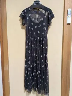 フレンチ袖シア一ワンピース インナー付き