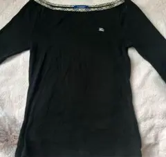 Burberry 黒 五分袖 Tシャツ M