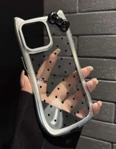 猫耳デザイン♡iPhone15ケース かわいい リボン キティ ドット柄 水玉