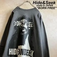 美品 ハイドアンドシーク"BORN FREE"ロンt フェード 黒 墨黒 XL