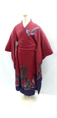 FN9849y 早い者勝ち!着物 振袖 正絹 蝶々柄 152〜162cm