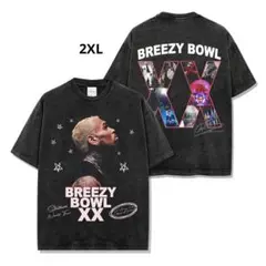 クリス ブラウン BREEZY ヴィンテージ加工 両面プリント Tシャツ 2XL
