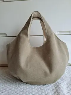 11号ビンテージ帆布ベージュ　ころりん丸底グラニーバッグ　ハンドメイド