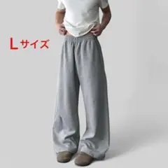 新品 変形 ワイドスウェットパンツ グレー L ウエストゴム ワイドパンツ