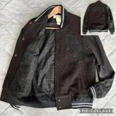 レミレリーフ　ウールメルトン　スタジャン 両面レザー刺繍　袖レザー　XL メンズ レミレリーフ ウールメルトン スタジャン 両面レザー刺繍 袖