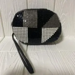 【未使用】黒と銀のメタリックポーチ