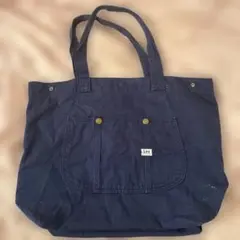 Lee ネイビー トートバッグ フロントポケット付き