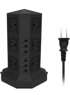 電源タップ 縦型コンセント タワー式USB急速充電 12m スイッチ付 12口