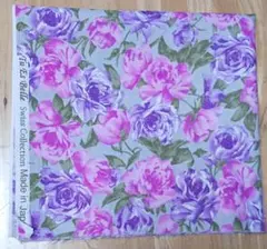 薔薇柄　花柄　ピンクと紫の薔薇柄　綿生地 約110cm✕約50cm