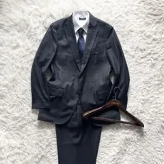 <美品>LARDINI ダークグレー ウール スーツ サイズ50