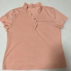 通販生活　ピンク フリル襟 半袖シャツ Mサイズ