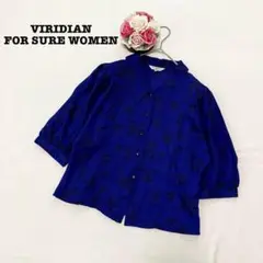 VIRIDIAN FOR SURE WOMEN レディース　半袖シャツ　花柄　青