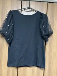 黒、袖シースルパール　半袖L