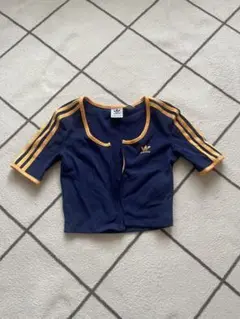 adidas original リブ半袖フルジップトップ