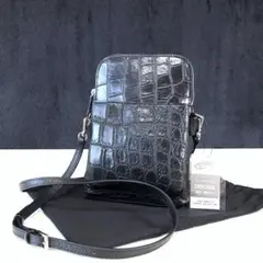 【未使用】高級本クロコ×ヘンローン ミニショルダー ブラック　新品タグ　保存袋付